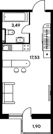 
   Продам студию, 24.34 м², Малина Парк, дом 2

. Фото 1.