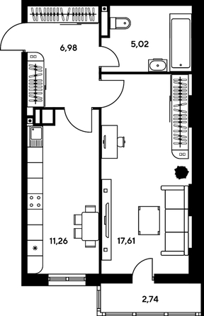 
   Продам 1-комнатную, 45.06 м², Гринсайд, 4.1-4.3

. Фото 1.