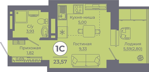 
   Продам студию, 23.43 м², Сокольники, литера 6

. Фото 1.