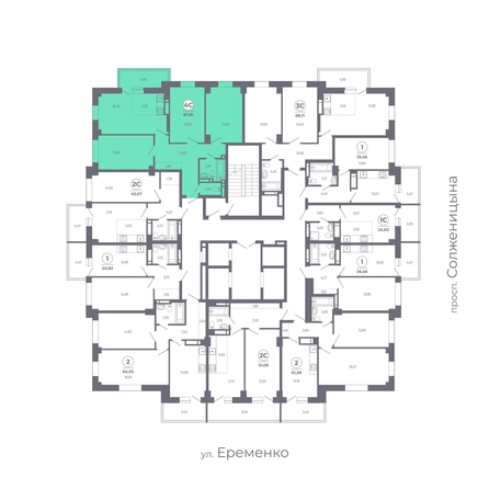 
   Продам 4-комнатную, 87.38 м², Сокольники, литера 7

. Фото 2.