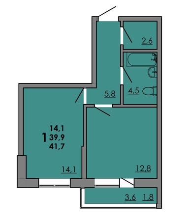 
   Продам 1-комнатную, 41.7 м², Gray (Грэй), кв-л 11-2

. Фото 2.