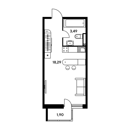 
   Продам студию, 24.19 м², Малина Парк, дом 2

. Фото 1.