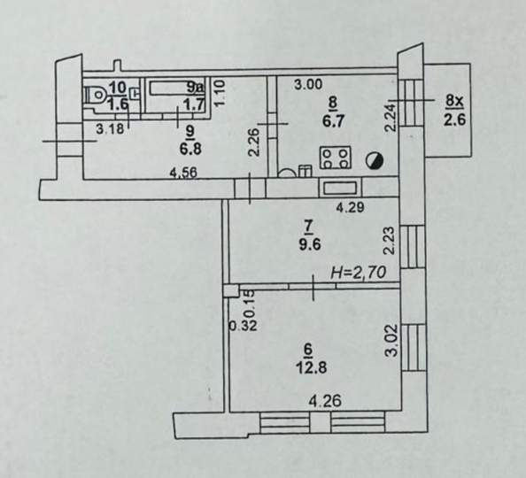 
   Продам 2-комнатную, 39 м², Донская ул, 39

. Фото 11.