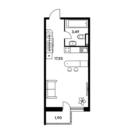 
   Продам студию, 24.01 м², Малина Парк, дом 1

. Фото 1.