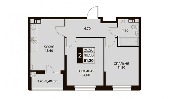 
   Продам 2-комнатную, 51.2 м², Берберовская ул, 15

. Фото 14.