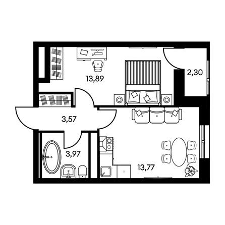 
   Продам 2-комнатную, 37.37 м², Культура, дом 2

. Фото 1.