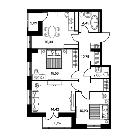 
   Продам 2-комнатную, 40.82 м², Культура, дом 2

. Фото 1.