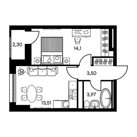 
  Продается 2-комн. квартира, 37.61 м², ЖК Культура, дом 2
. Фото 1.