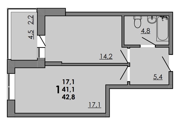 
  Продается 1-комн. квартира 43.9 м², в ЖК Грей, кв-л 11-3. Фото 1.