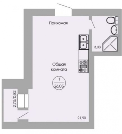 
   Продам студию, 26 м², Вересаева ул, 103

. Фото 7.