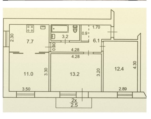 
   Продам 3-комнатную, 54.5 м², Соколова пр-кт, 75

. Фото 9.