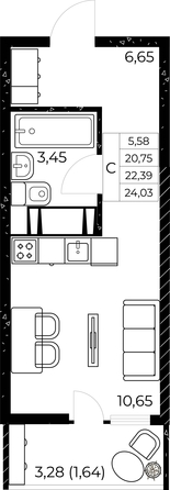 
   Продам студию, 24.03 м², Звезда Столицы 2

. Фото 2.