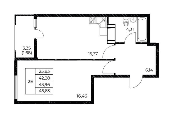 
   Продам 1-комнатную, 45.63 м², Звезда Столицы 2

. Фото 1.