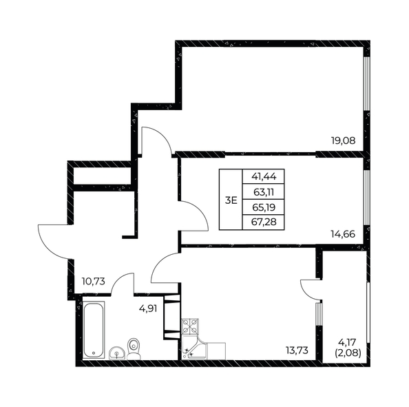 
   Продам 2-комнатную, 67.28 м², Звезда Столицы 2

. Фото 1.