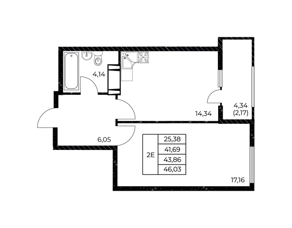 
  Продается 1-комн. квартира, 46.03 м², ЖК Звезда Столицы 2
. Фото 2.