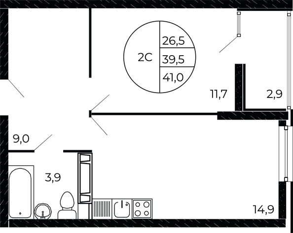 
   Продам 2-комнатную, 40.45 м², Александра Невского ул, 2 лит 1.1.

. Фото 1.