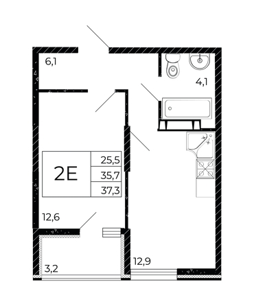 
  Продается 1-комн. квартира, 37.3 м², ЖК Флора, литера 2.1
. Фото 1.