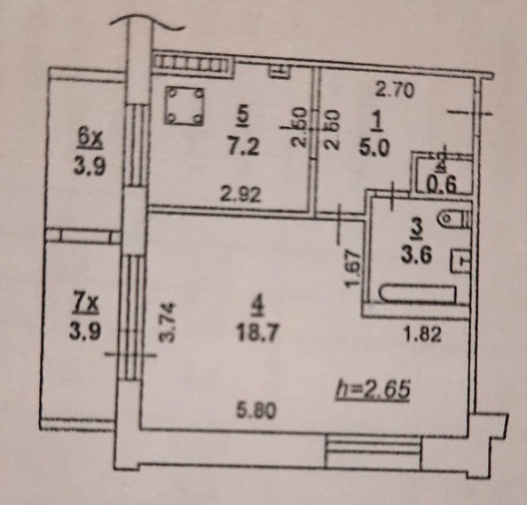 
   Продам 1-комнатную, 39.1 м², Украинская ул, 28/1

. Фото 9.