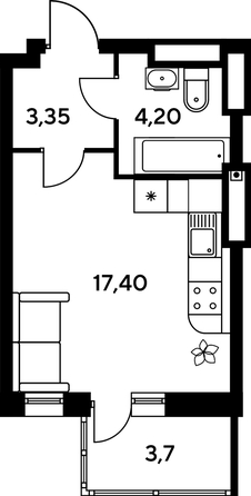 
  Продается студия, 29.2 м², ЖК Сезоны
. Фото 1.