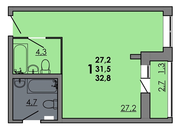 
  Продается студия, 32.8 м², ЖК Gray (Грэй), кв-л 11-2
. Фото 1.