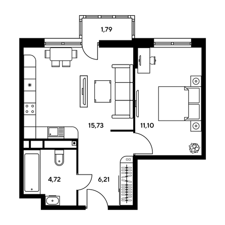 
  Продается 2-комн. квартира, 38.87 м², ЖК Гринсайд, 5.1-5.5
. Фото 1.
