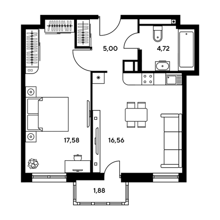 
  Продается студия, 32.64 м², ЖК Гринсайд, 5.1-5.5
. Фото 1.