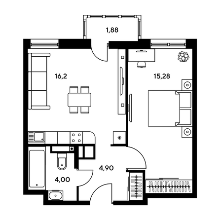 
  Продается 1-комн. квартира, 37 м², ЖК Гринсайд, 5.1-5.5
. Фото 1.