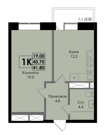 
  Продается 1-комн. квартира, 41.8 м², ЖК Botanika (Ботаника), дом 1
. Фото 1.