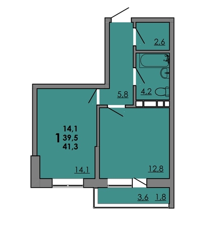
  Продается 1-комн. квартира, 41.3 м², ЖК Gray (Грэй), кв-л 11-2
. Фото 1.