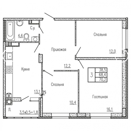 
  Продается 3-комн. квартира, 71 м², Берберовская ул, д. 6
. Фото 1.