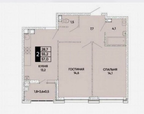 
  Продается 2-комн. квартира, 57 м², Бориса Слюсаря ул, д. 15
. Фото 10.