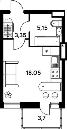 
  Продается студия, 30.35 м², ЖК Сезоны
. Фото 1.