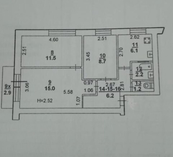 
  Продается 3-комн. квартира, 51 м², Быковского ул, д. 1/2
. Фото 23.