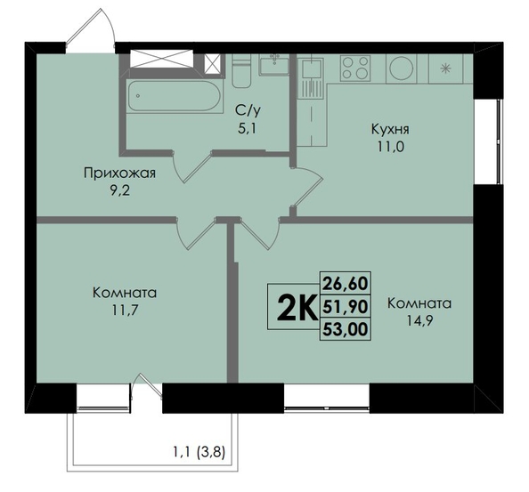 
  Продается 2-комн. квартира, 53 м², ЖК Botanika (Ботаника), дом 1
. Фото 1.