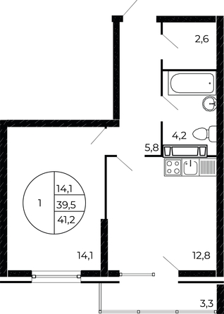 
  Продается 1-комн. квартира, 40.75 м², ЖК Флора, литера 1.3
. Фото 1.