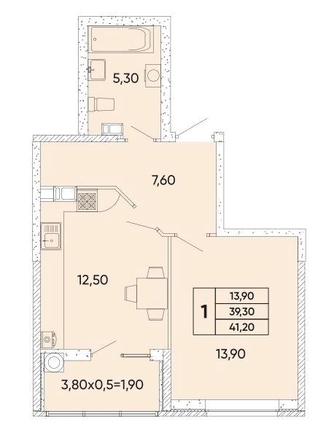 
  Продается 1-комн. квартира, 41.2 м², 40-летия Победы пр-кт, д. 111/2
. Фото 12.