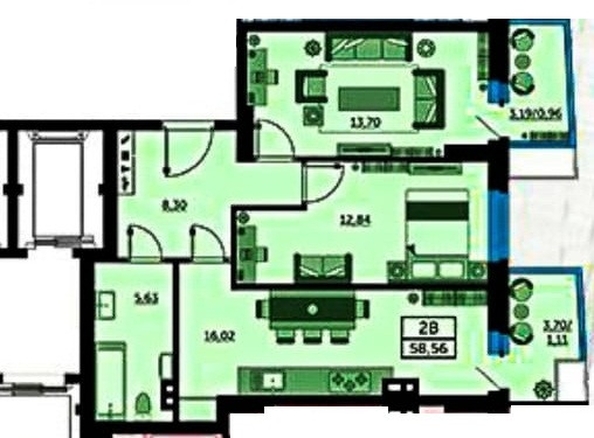
  Продается 2-комн. квартира, 59 м², Ларина ул, д. 45
. Фото 9.