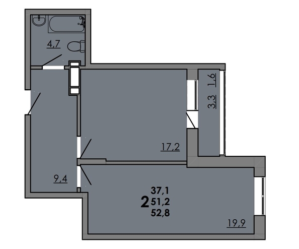 
  Продается 2-комн. квартира 53 м², в ЖК Грей, кв-л 11-2. Фото 1.