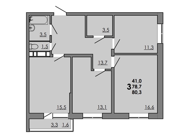 
  Продается 3-комн. квартира 80.05 м², в ЖК Грей, кв-л 11-2. Фото 1.