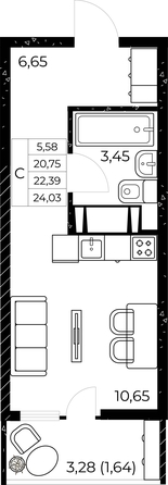 
  Продается студия, 24.03 м², ЖК Звезда Столицы 2
. Фото 2.