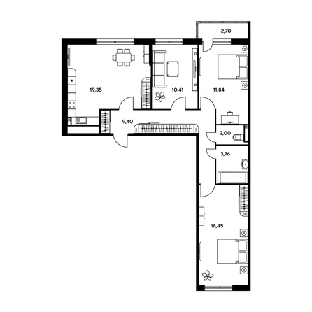 
  Продается 3-комн. квартира, 80.8 м², ЖК Малина Парк, дом 2
. Фото 1.