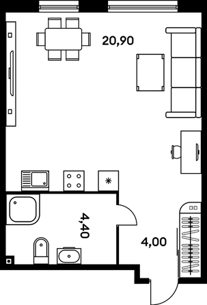 
  Продается 1-комн. квартира, 29.6 м², ЖК Гринсайд, 5.1-5.5
. Фото 1.