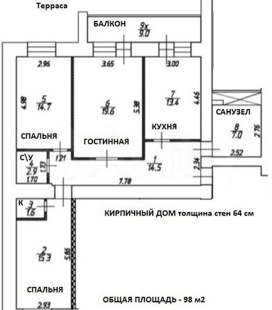 
  Продается 3-комн. квартира, 98 м², 1-я Баррикадная ул, д. 24
. Фото 16.
