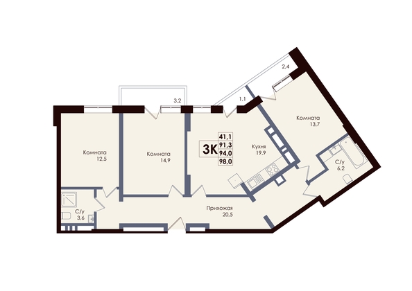 
  Продается 3-комн. квартира, 94 м², ЖК ACADEMIA (Академия)
. Фото 1.