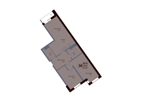 
  Продается 3-комн. квартира 71.71 м², в ЖК Академия, 2 этап. Фото 1.