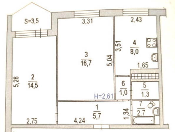 
  Продается 2-комн. квартира, 52 м², Комарова б-р, д. 4
. Фото 21.