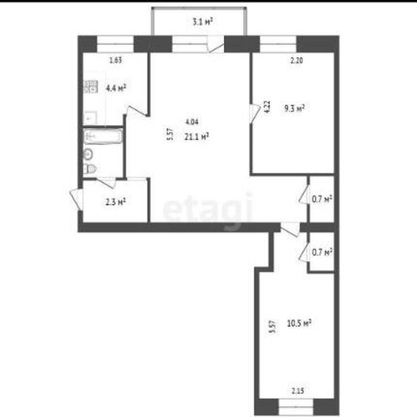 
  Продается 3-комн. квартира, 50.9 м², Ленина пр-кт, д. 62
. Фото 8.