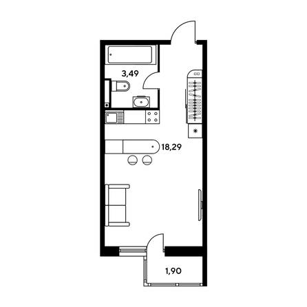 
  Продается студия, 24.34 м², ЖК Малина Парк, дом 2
. Фото 1.