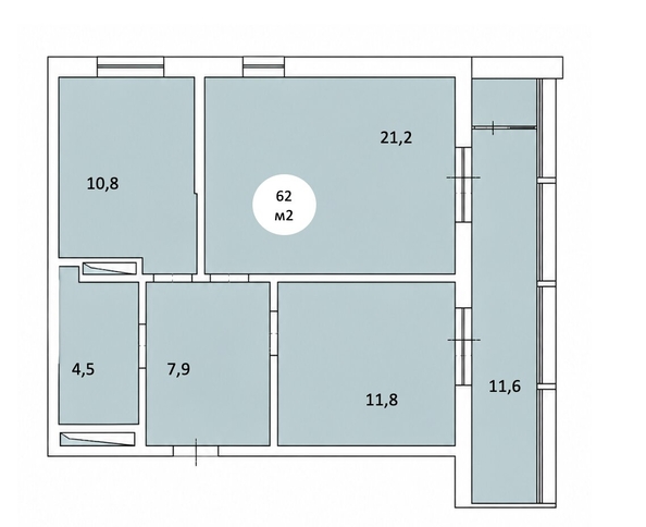 
  Продается 2-комн. квартира 62 м², в ЖК Фрейм, 11В. Фото 1.
