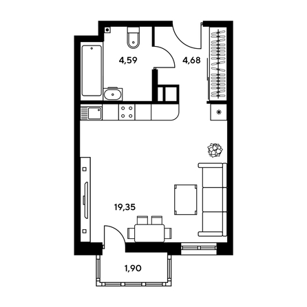 
  Продается студия, 30.28 м², ЖК Гринсайд, 5.1-5.5
. Фото 1.